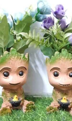 Adorable Baby Treeman Character Planter Set (Set of 2) - Desk Buddy Succulent Pot & Pen Holder