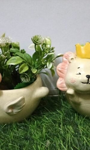 Adorable Baby Treeman Character Planter Set (Set of 2) - Sitting Desk Buddy Succulent Pots