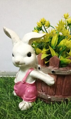 Adorable Bunny in Overalls Resin Planter & Succulent Pot | Whimsical Garden and Shelf Decor