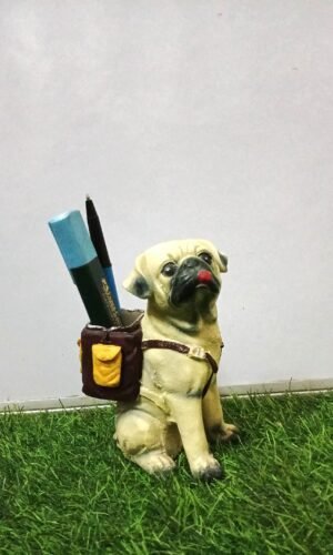 Endearing Pug Dog Desk Organizer & Pen Holder with Saddlebag Storage